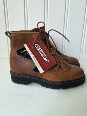 Boulet Brown Leather Lace Up Western Cowgirl Roper Boots Womens Size 6C NWT